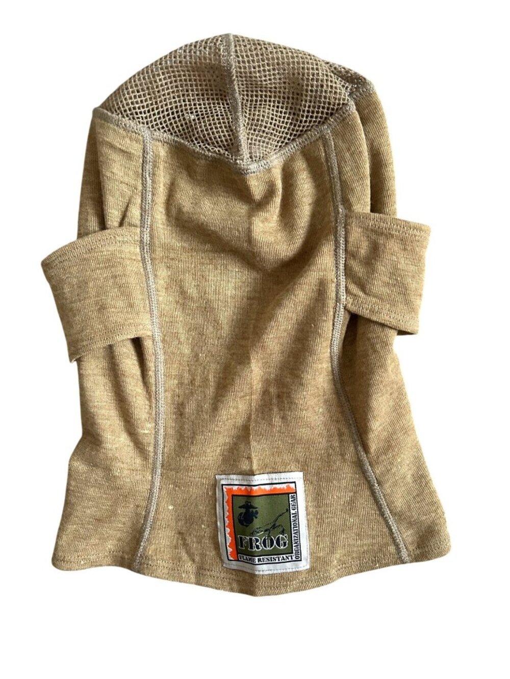 FROG Flame-Resistant Tactical Balaclava Hood Tan Mesh Panel Lightweight
